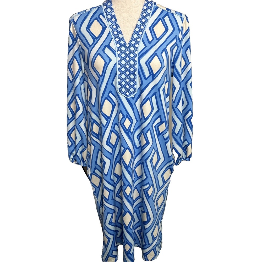 J McLaughlin Catalina Cloth Dress Womens Small Emer Geometric Resort Vacation